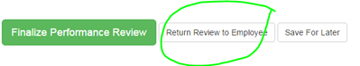 image showing button to choose to return review to employee