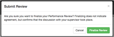 image showing confirmation button for employee to finalize their review