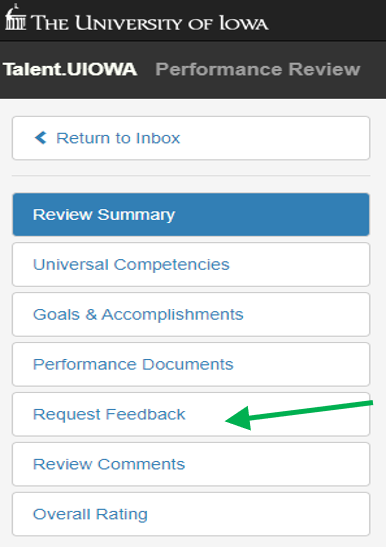 image showing where to click to request feedback