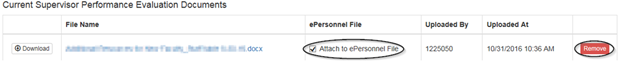 image showing how to attach or remove a document from ePersonnel file